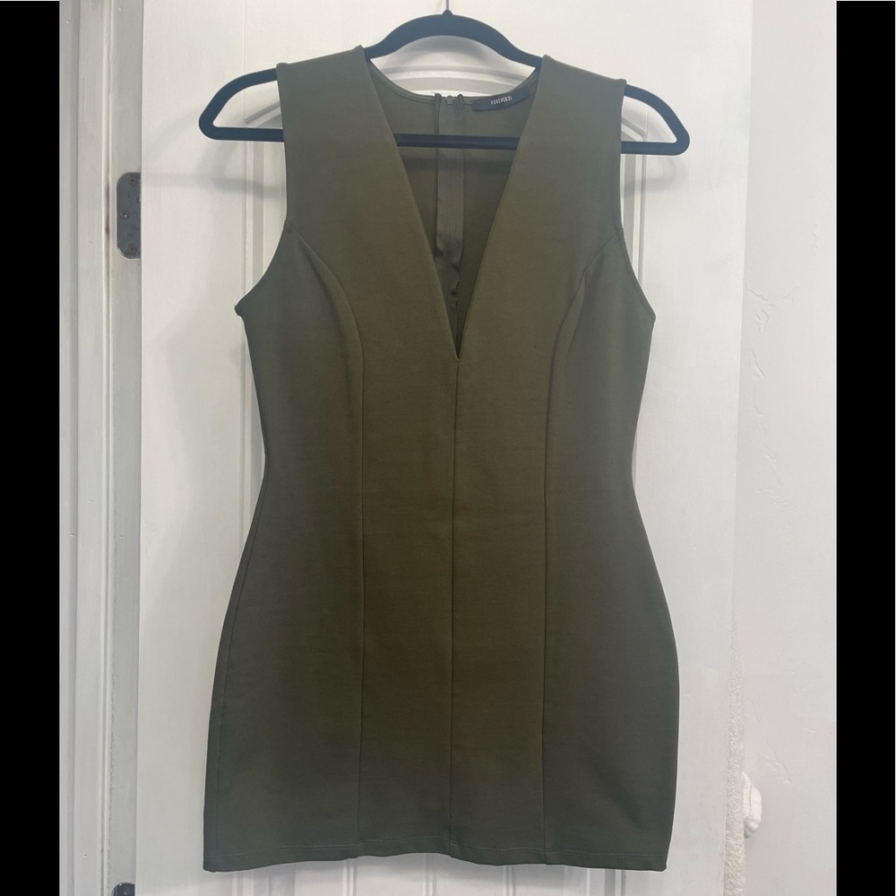 Stretchy Deep V-Neck Mini Dress